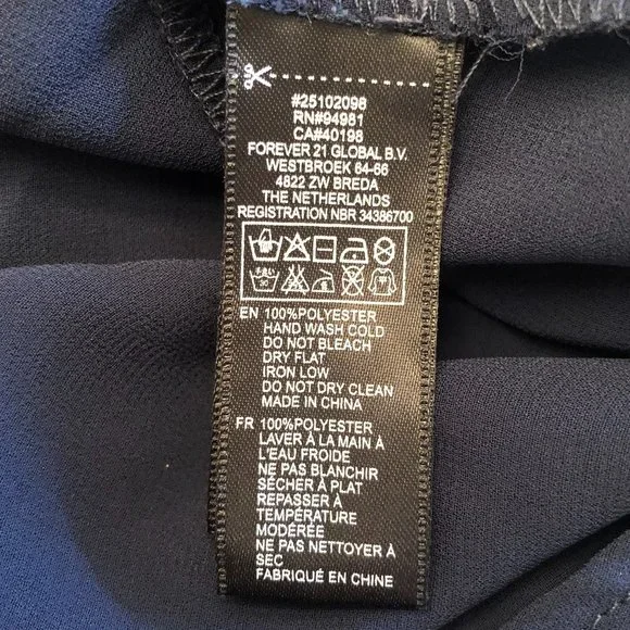 Forever 21 Dark Navy Sheer Sequin-Collar Button-Up Blouse | Size Small - Picture 10 of 11